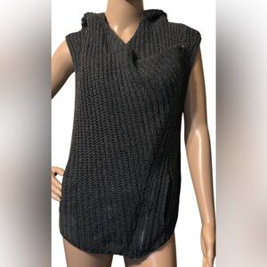 Helmut Lang Diagonal Zip Alpaca Blend Vest Oversized Hood Casual Luxe Women S